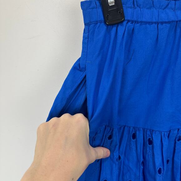 J.Crew Drop Waist Eyelet Midi Skirt Bright Grotto Blue A Line Cotton Small NWT - Picture 10 of 12